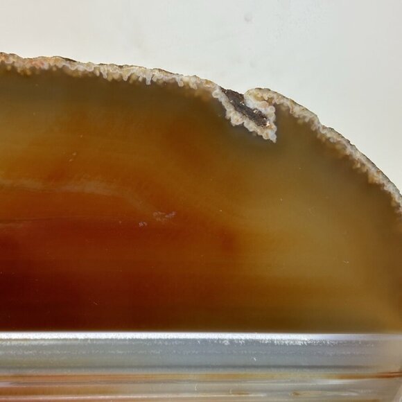Vintage Large Heavy Amber Agate Geode End Slice Polished Stone Banded Crystal - Picture 15 of 15